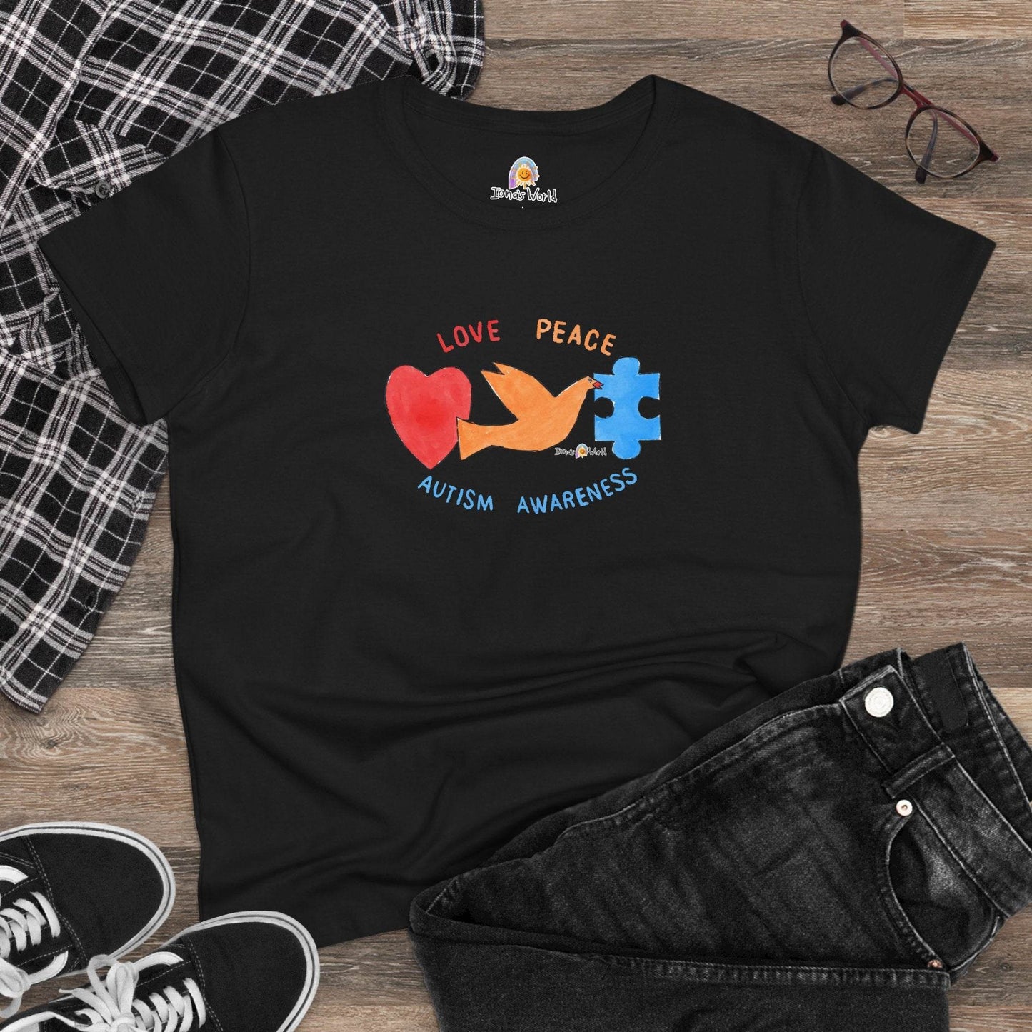LOVE, PEACE, AUTISM AWARENESS - WOMEN'S SHIRT - Iona's World
