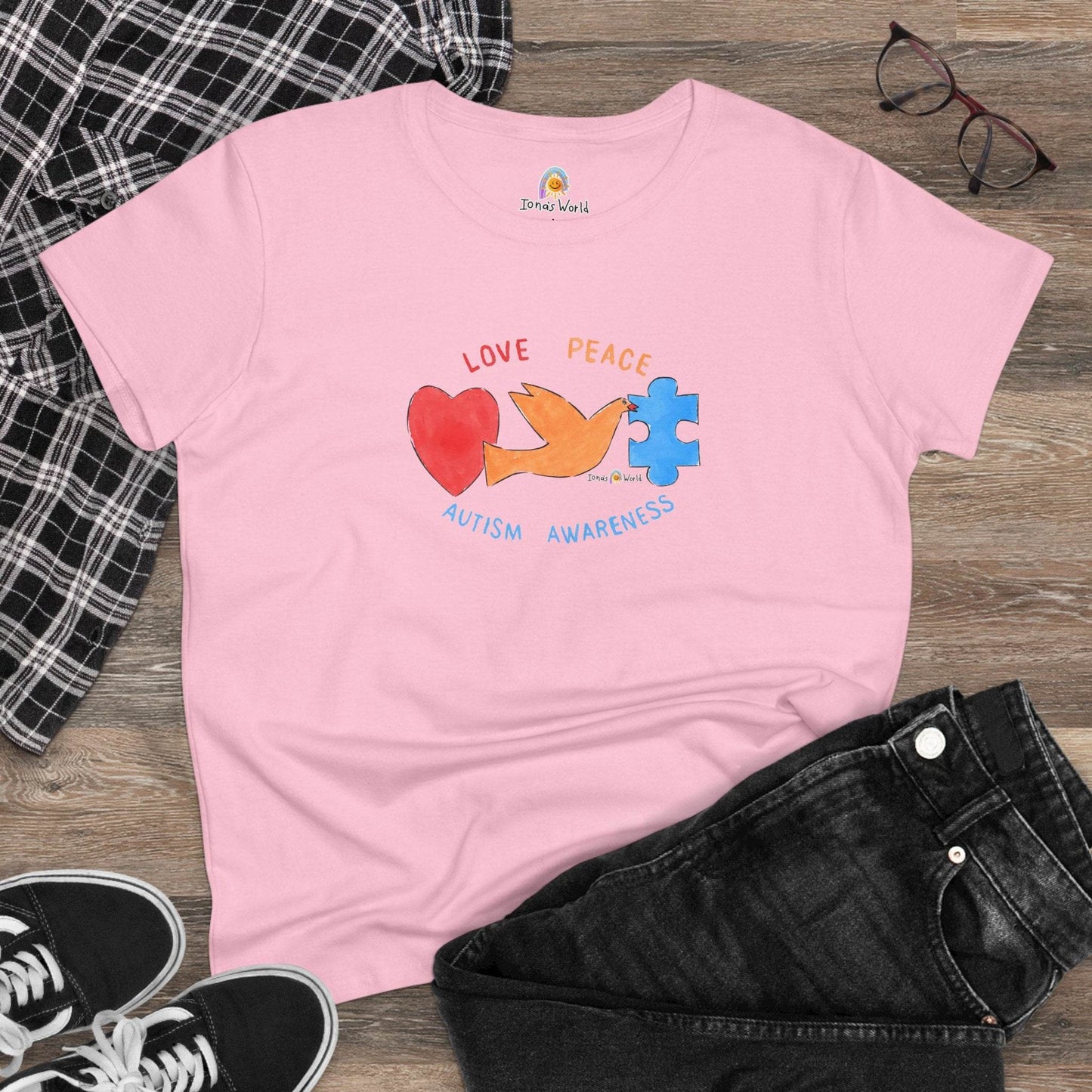 LOVE, PEACE, AUTISM AWARENESS - WOMEN'S SHIRT - Iona's World