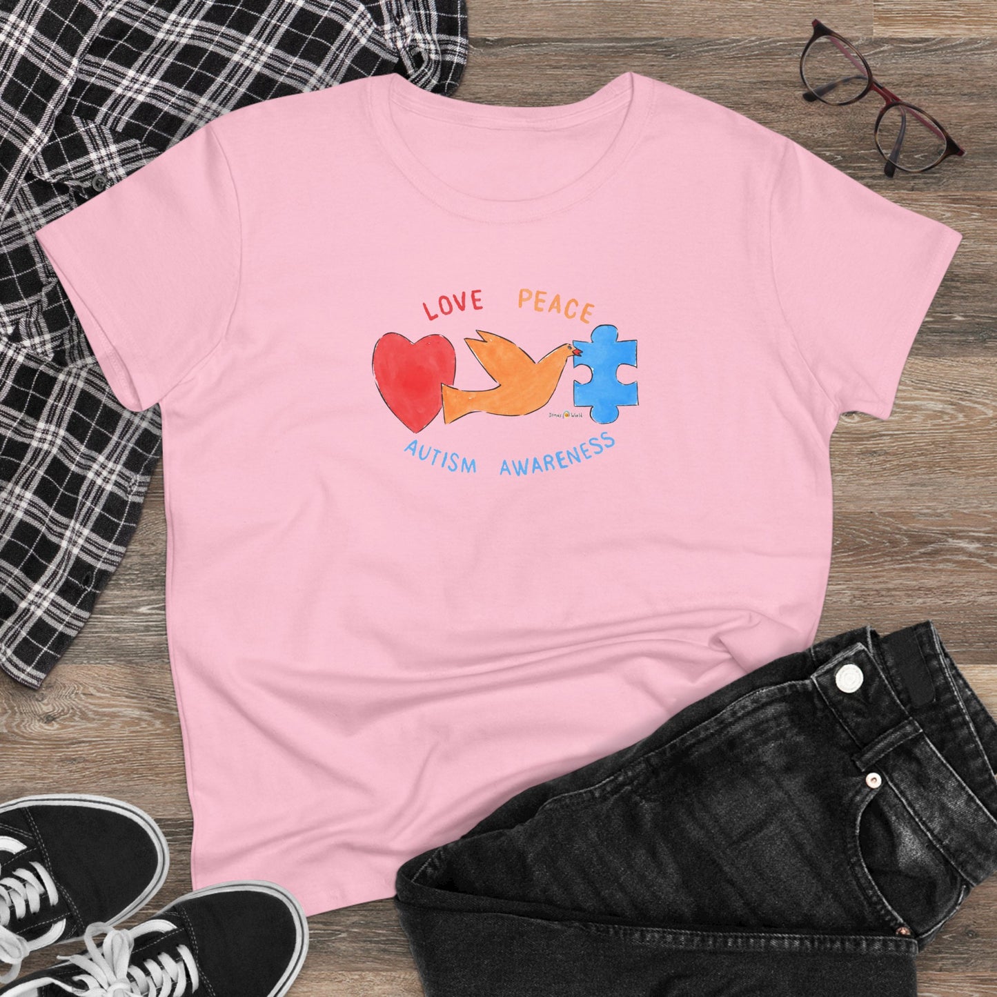 LOVE, PEACE, AUTISM AWARENESS - WOMEN'S SHIRT