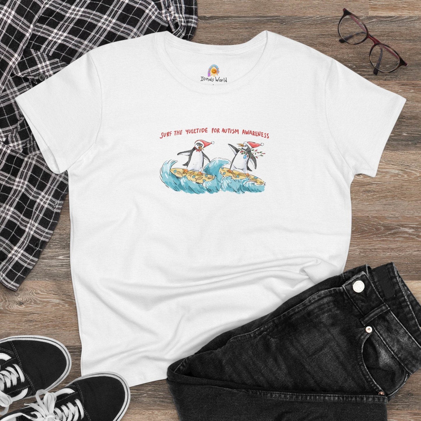 SURF THE YULETIDE FOR AUTISM AWARENESS - WOMEN'S SHIRT - Iona's World