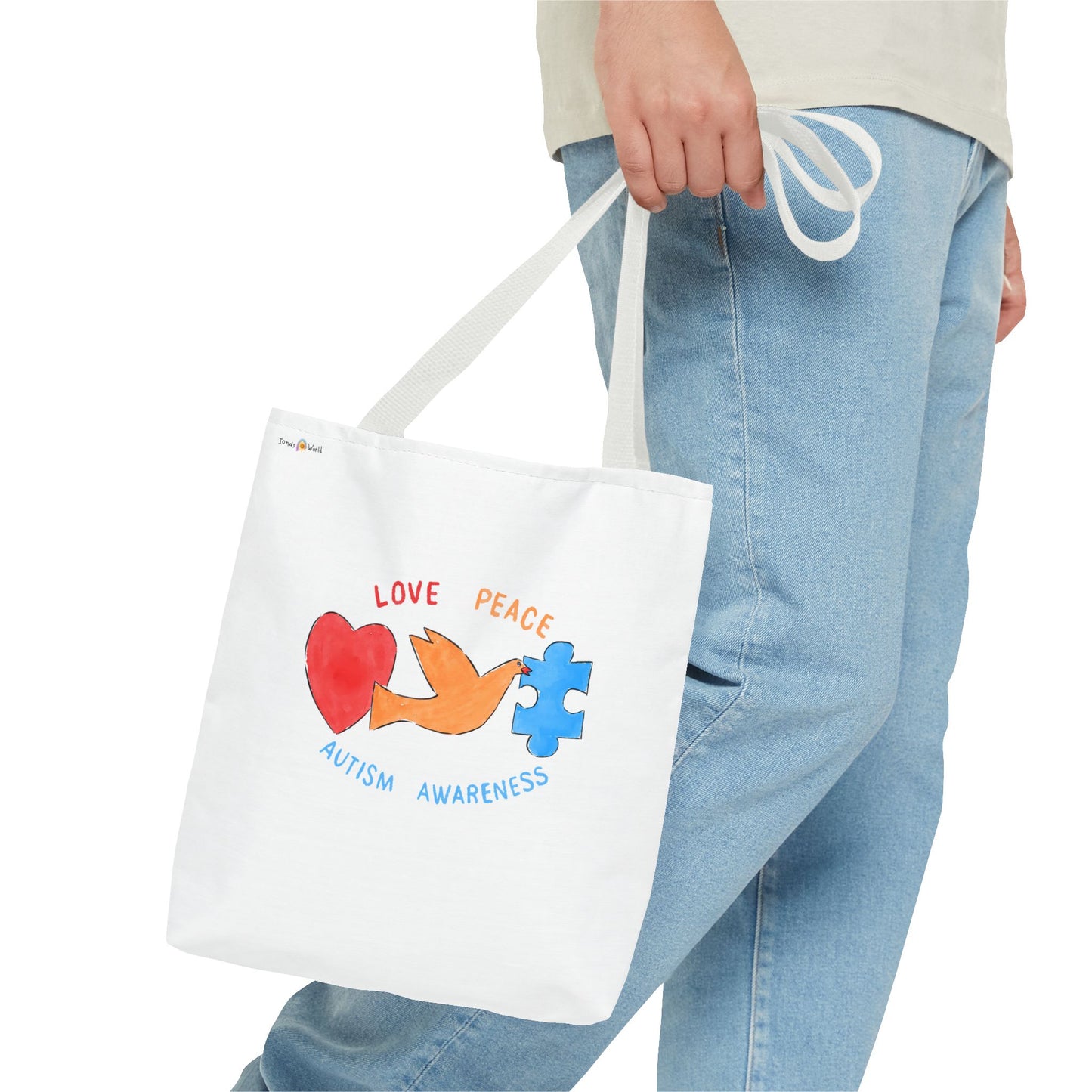 LOVE, PEACE, AUTISM AWARENESS - TOTE BAG