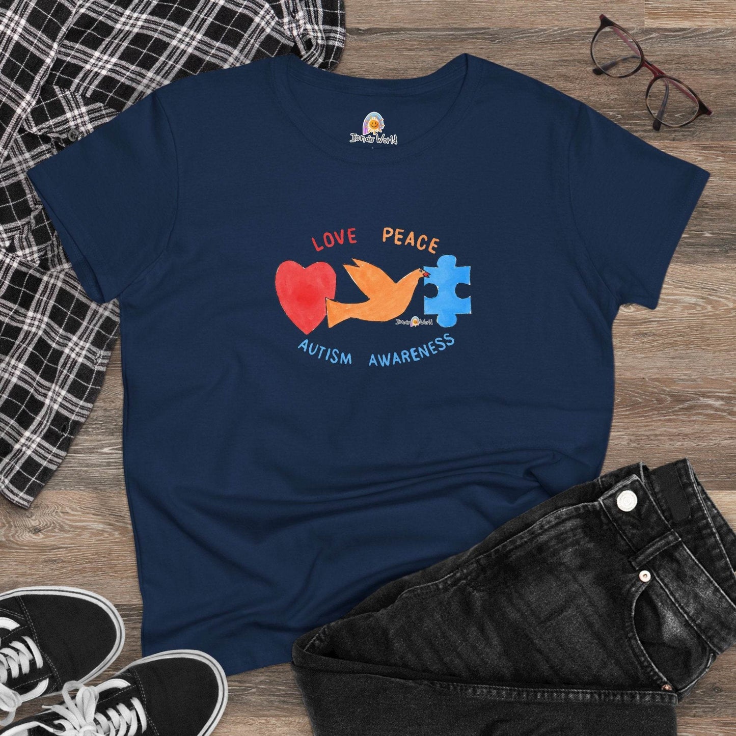 LOVE, PEACE, AUTISM AWARENESS - WOMEN'S SHIRT - Iona's World