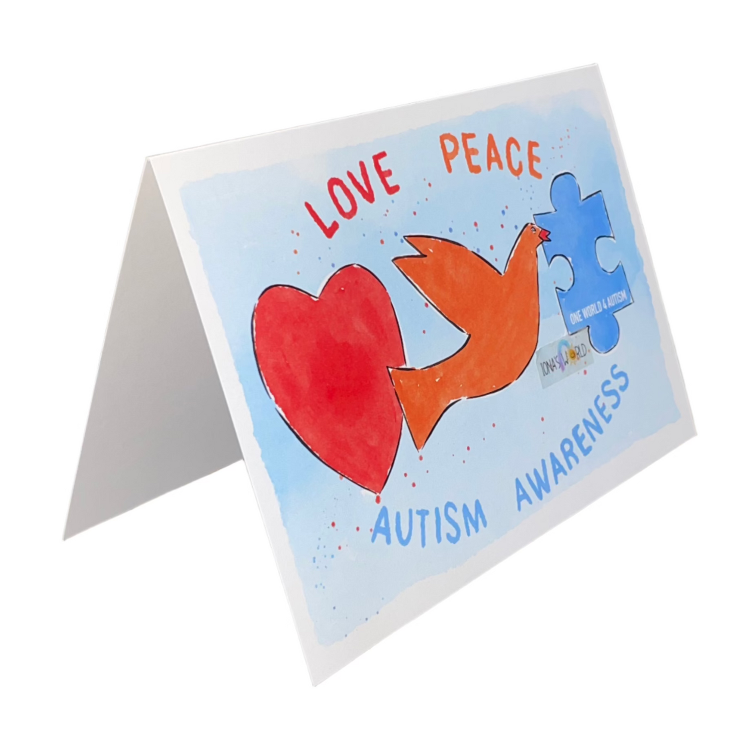 Love, Peace, Autism Awareness - Greeting Card - Iona's World