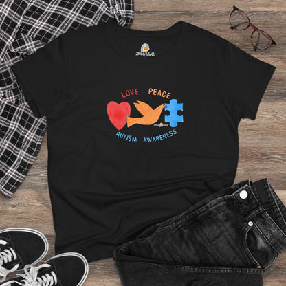 LOVE, PEACE, AUTISM AWARENESS - WOMEN'S SHIRT - Iona's World