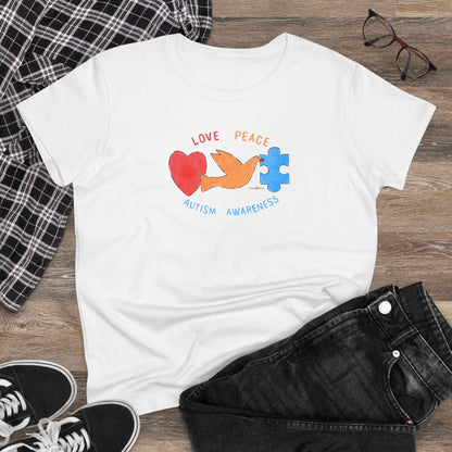 LOVE, PEACE, AUTISM AWARENESS - WOMEN'S SHIRT