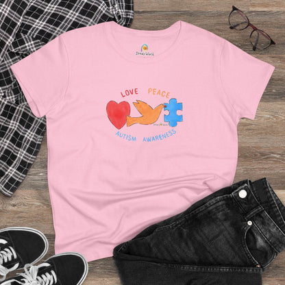 LOVE, PEACE, AUTISM AWARENESS - WOMEN'S SHIRT - Iona's World