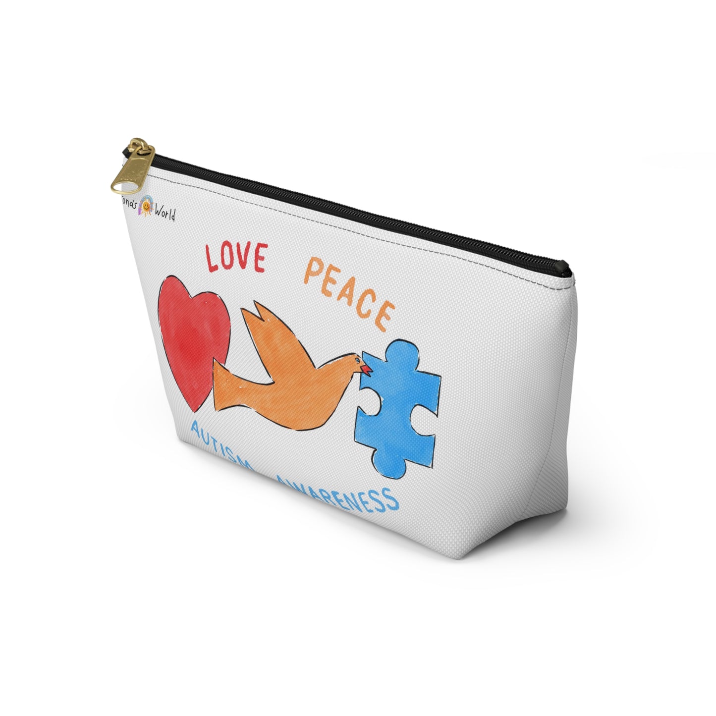 LOVE, PEACE, AUTISM AWARENESS - ACCESSORY POUCH