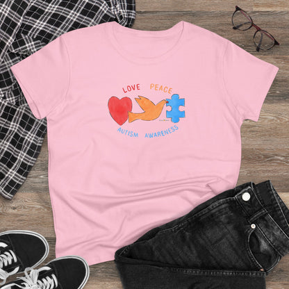 LOVE, PEACE, AUTISM AWARENESS - WOMEN'S SHIRT