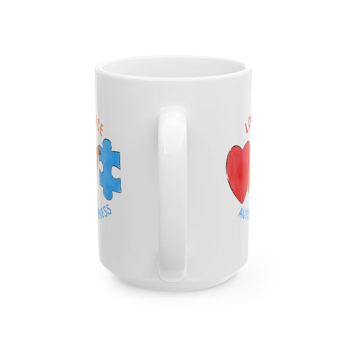 LOVE, PEACE, AUTISM AWARENESS - INSPIRATIONAL MUG - Iona's World