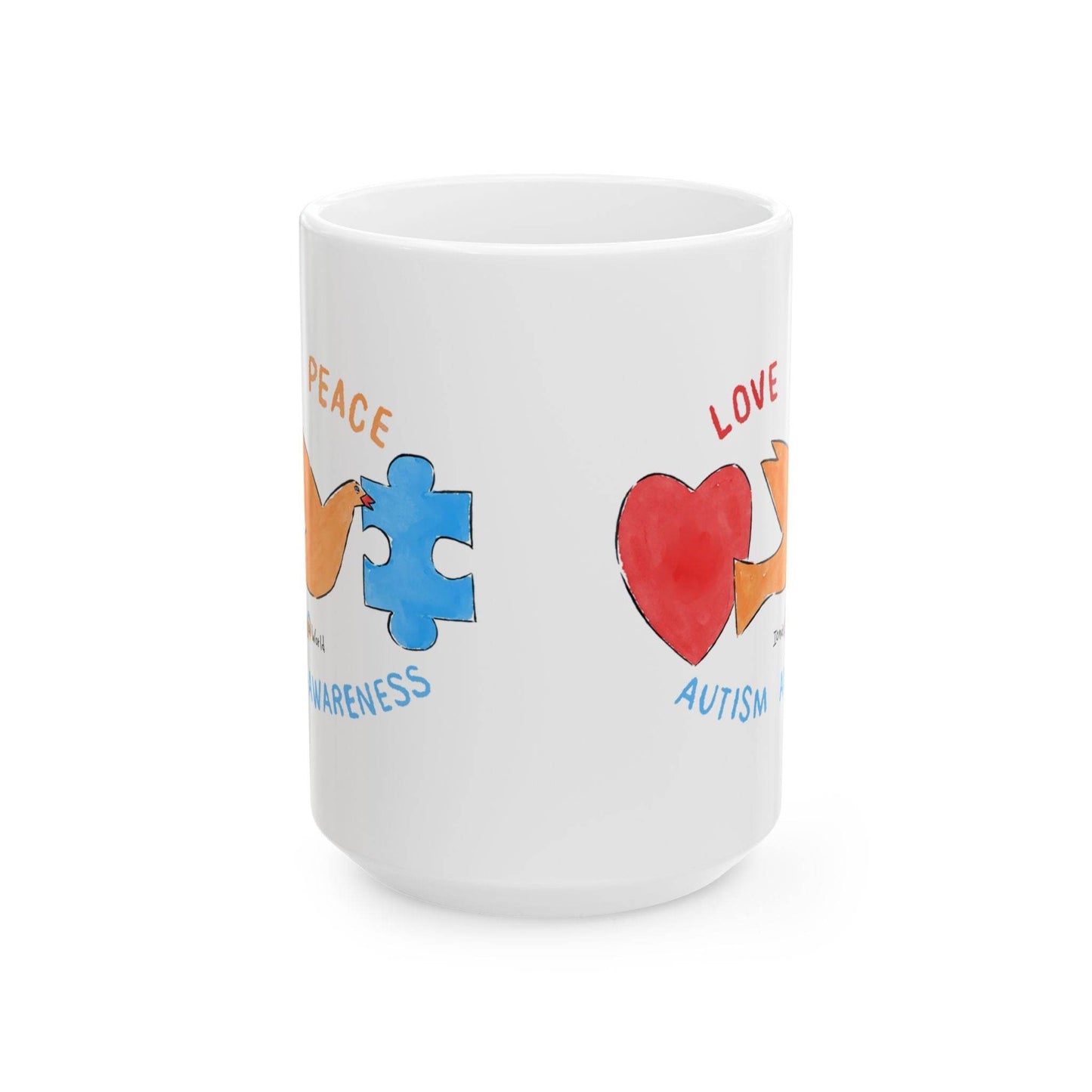 LOVE, PEACE, AUTISM AWARENESS - INSPIRATIONAL MUG - Iona's World