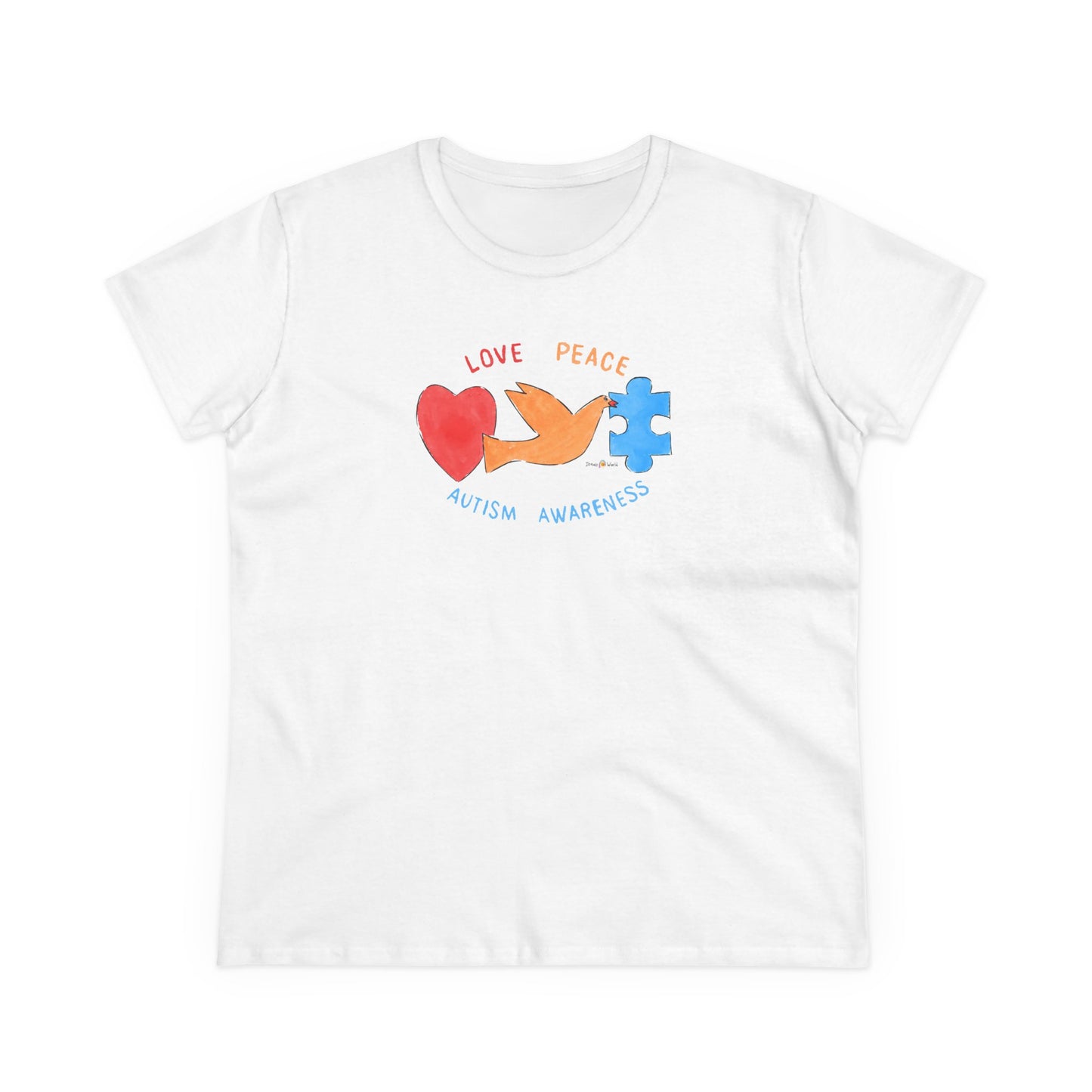 LOVE, PEACE, AUTISM AWARENESS - WOMEN'S SHIRT