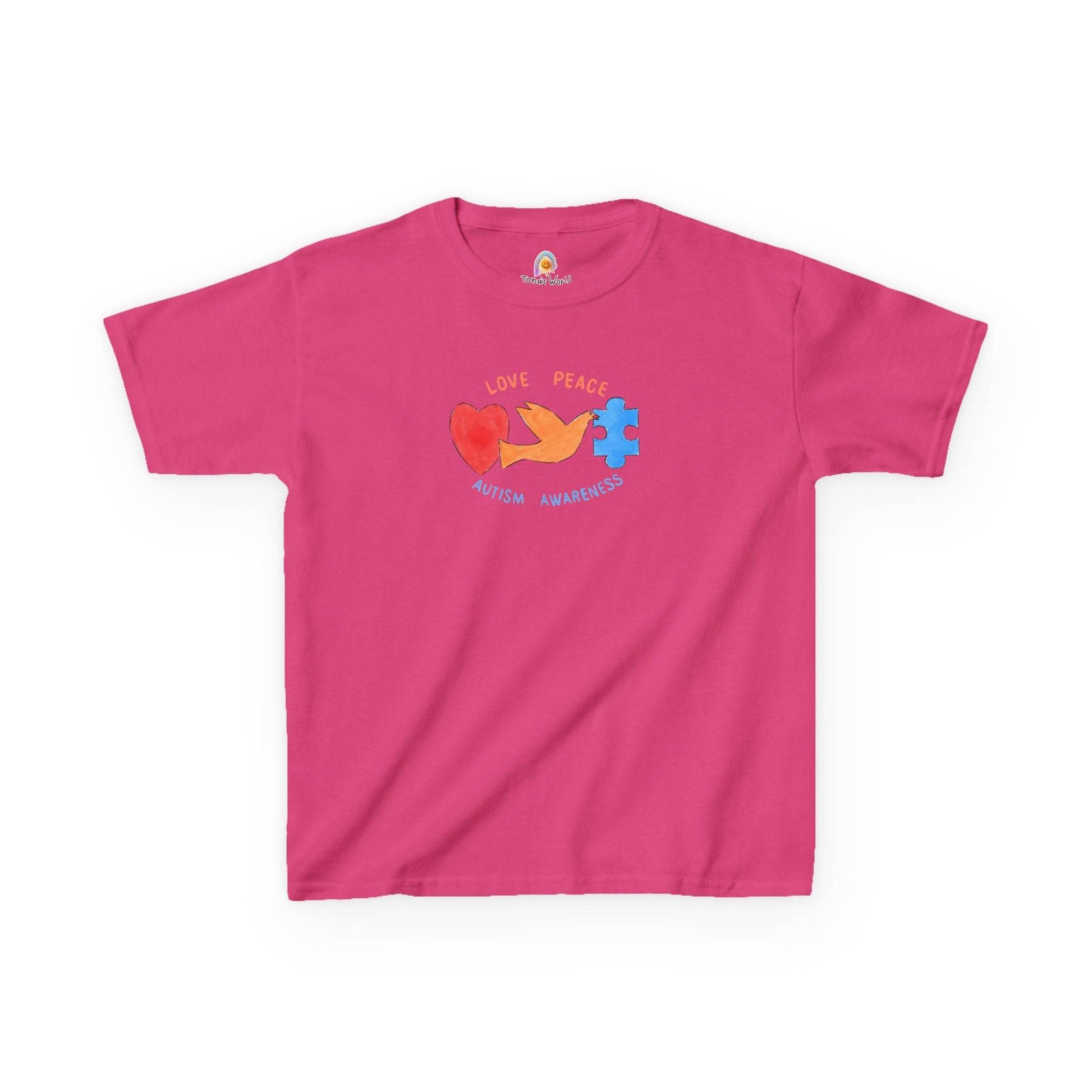 LOVE, PEACE, AUTISM AWARENESS - KID'S SHIRT - Iona's World