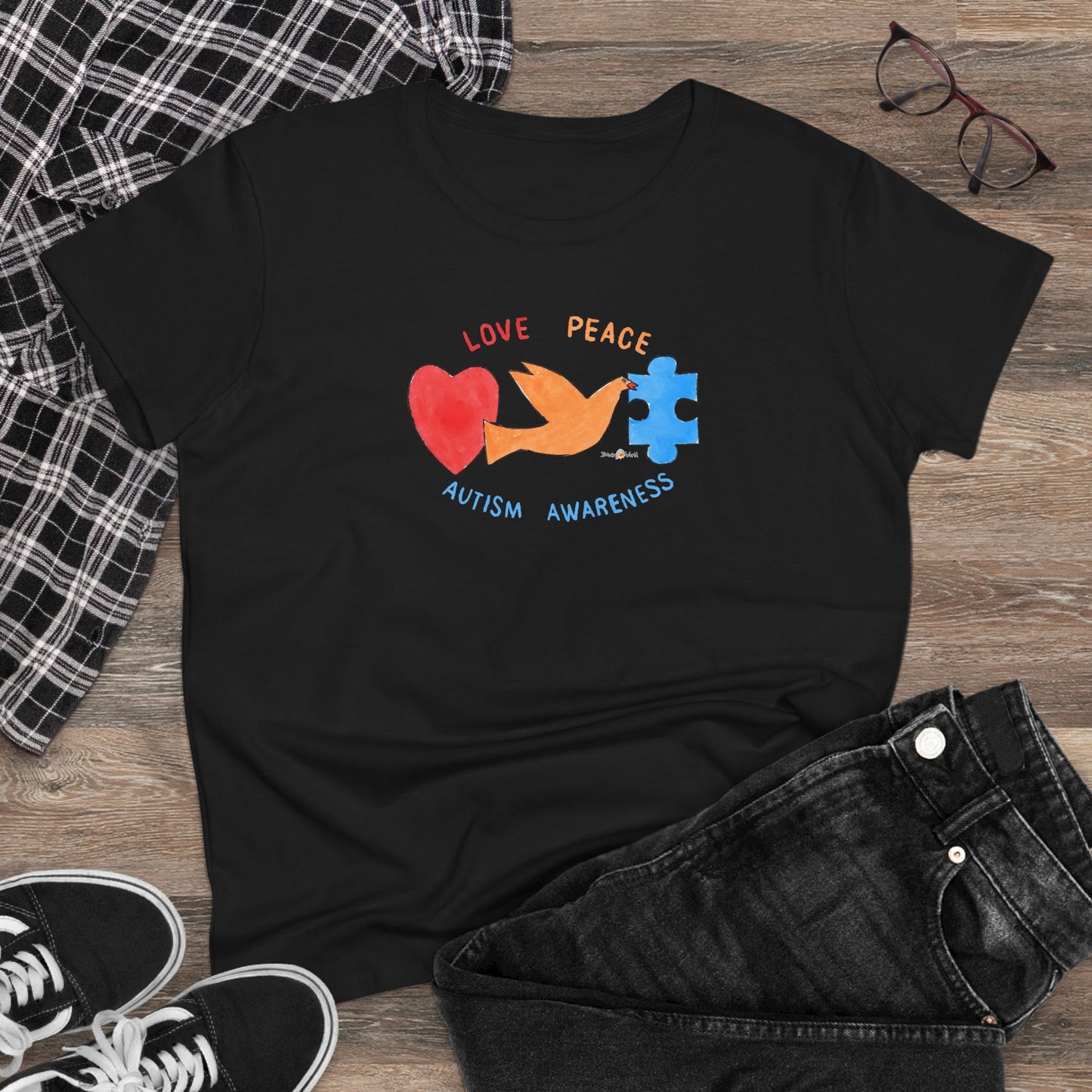LOVE, PEACE, AUTISM AWARENESS - WOMEN'S SHIRT