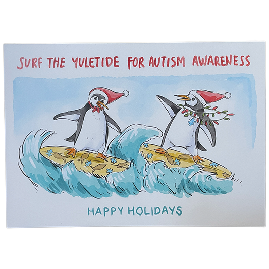 Surf The Yuletide For Autism Awareness - Holiday Card (Single Artist Card LMITED EDITION)