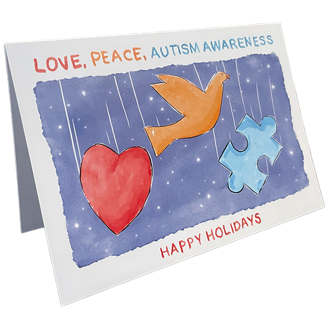 Love, Peace, Autism Awareness - Holiday Card (Single Artist Card LMITED EDITION)