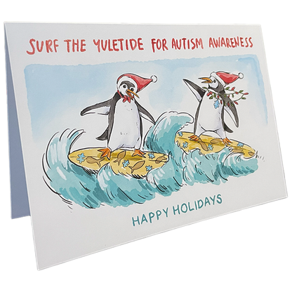 Surf The Yuletide For Autism Awareness - Holiday Card (Single Artist Card LMITED EDITION)