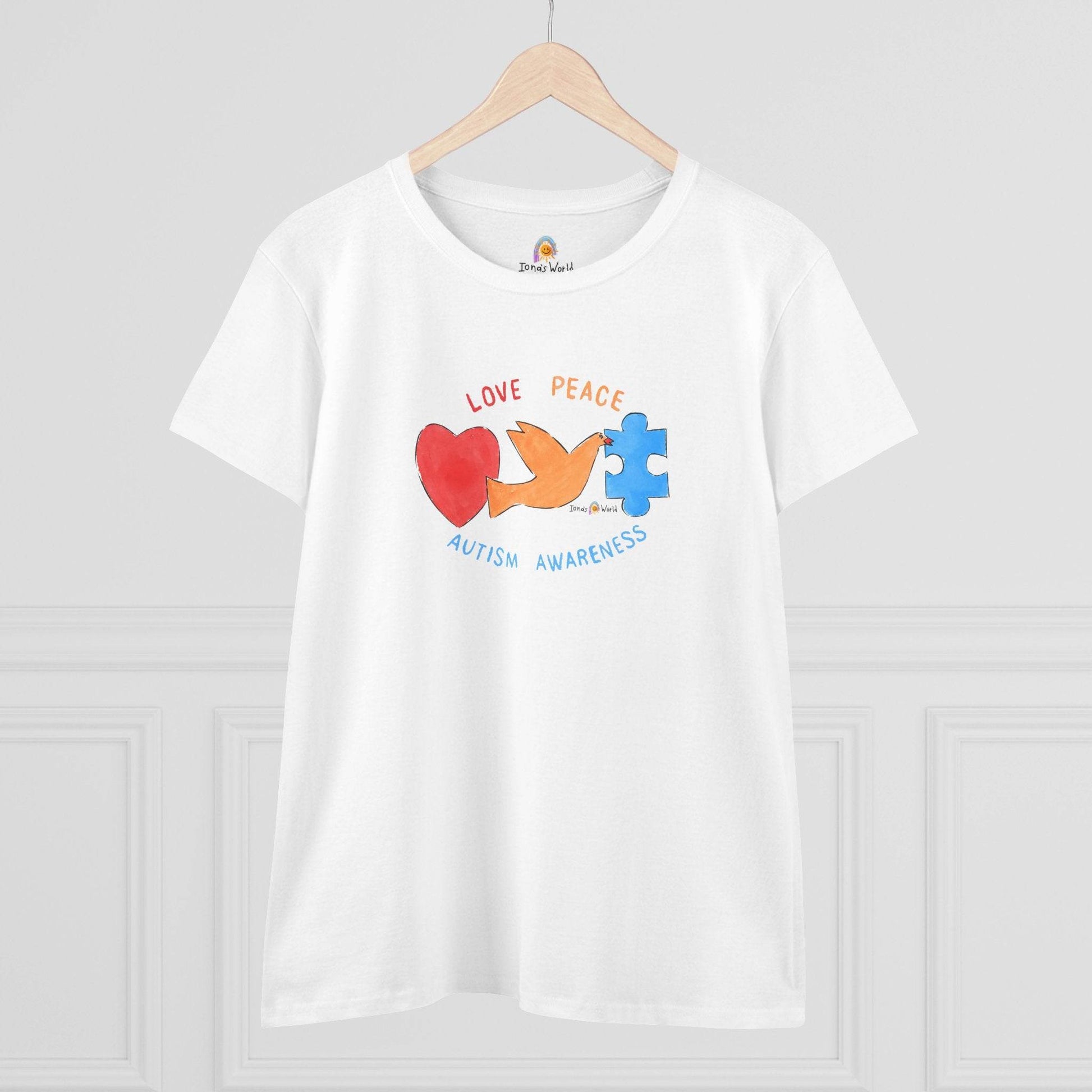 LOVE, PEACE, AUTISM AWARENESS - WOMEN'S SHIRT - Iona's World