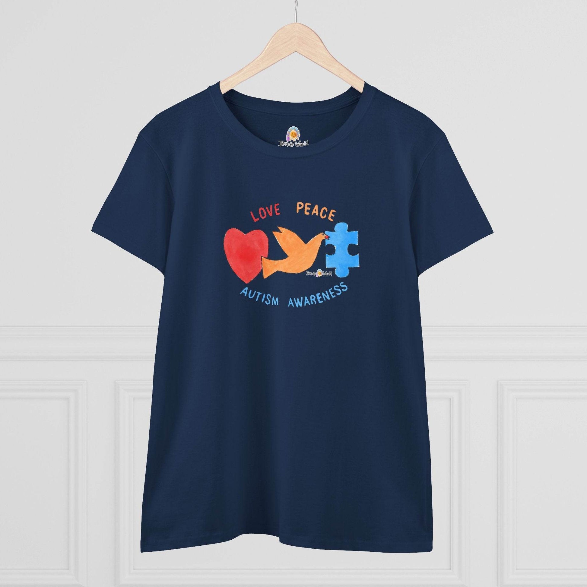 LOVE, PEACE, AUTISM AWARENESS - WOMEN'S SHIRT - Iona's World