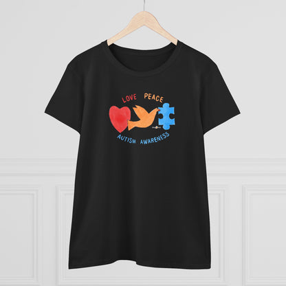 LOVE, PEACE, AUTISM AWARENESS - WOMEN'S SHIRT