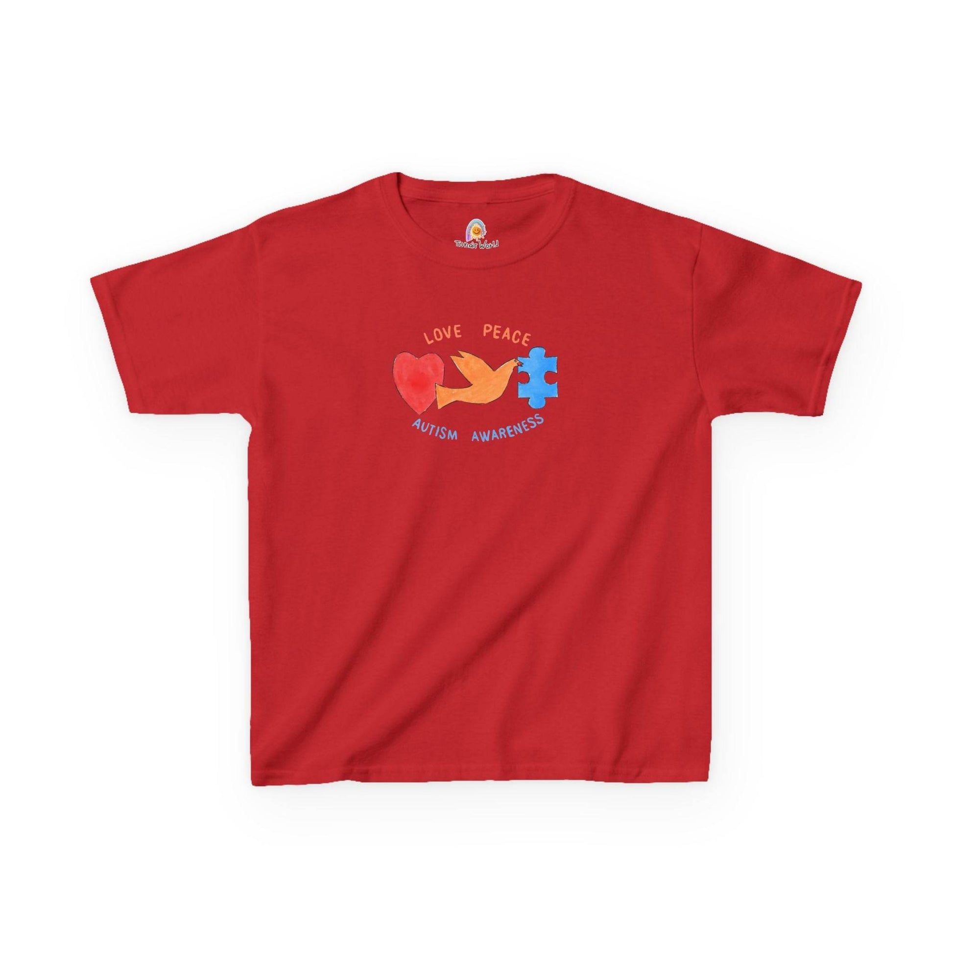 LOVE, PEACE, AUTISM AWARENESS - KID'S SHIRT - Iona's World