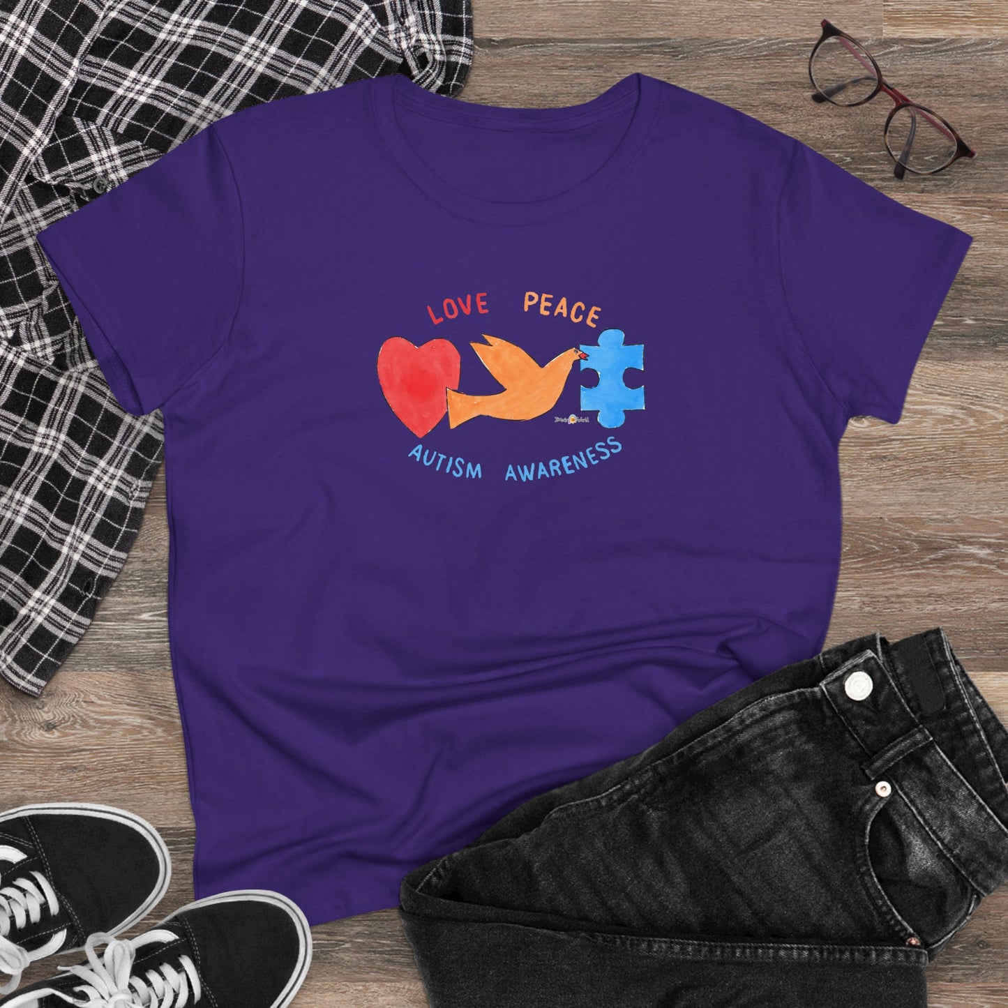 LOVE, PEACE, AUTISM AWARENESS - WOMEN'S SHIRT