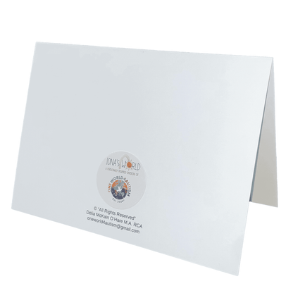 Love, Peace, Autism Awareness - Greeting Card - Iona's World